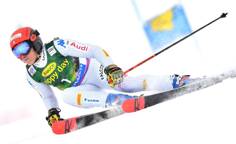 Federica impegnata nel primo slalom gigante della stagione. Afp